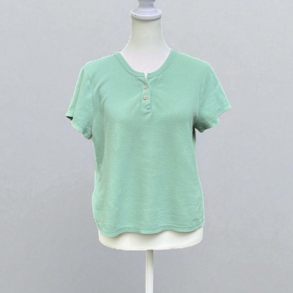 Madewell Split-Neck Henley Tee in Storied Sea Size Large - Picture 5 of 11